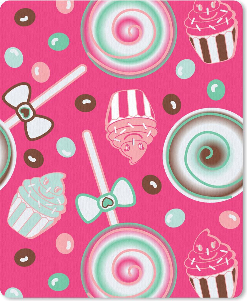 MuchoWow Mauspad Mousepad Design - Bonbon - Rosa 19x23 cm - Mousepads - Maus Mat - Pad - Mausunterlage - Mauspads - Spielen