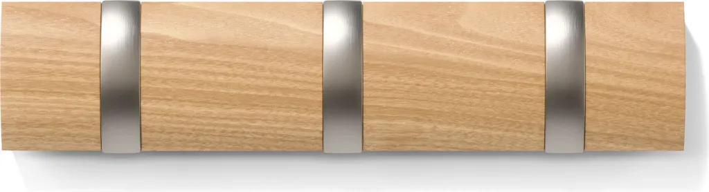 Umbra Flip 3 Ganci Naturale: Appendiabiti a Muro Salvaspazio 30x6 cm