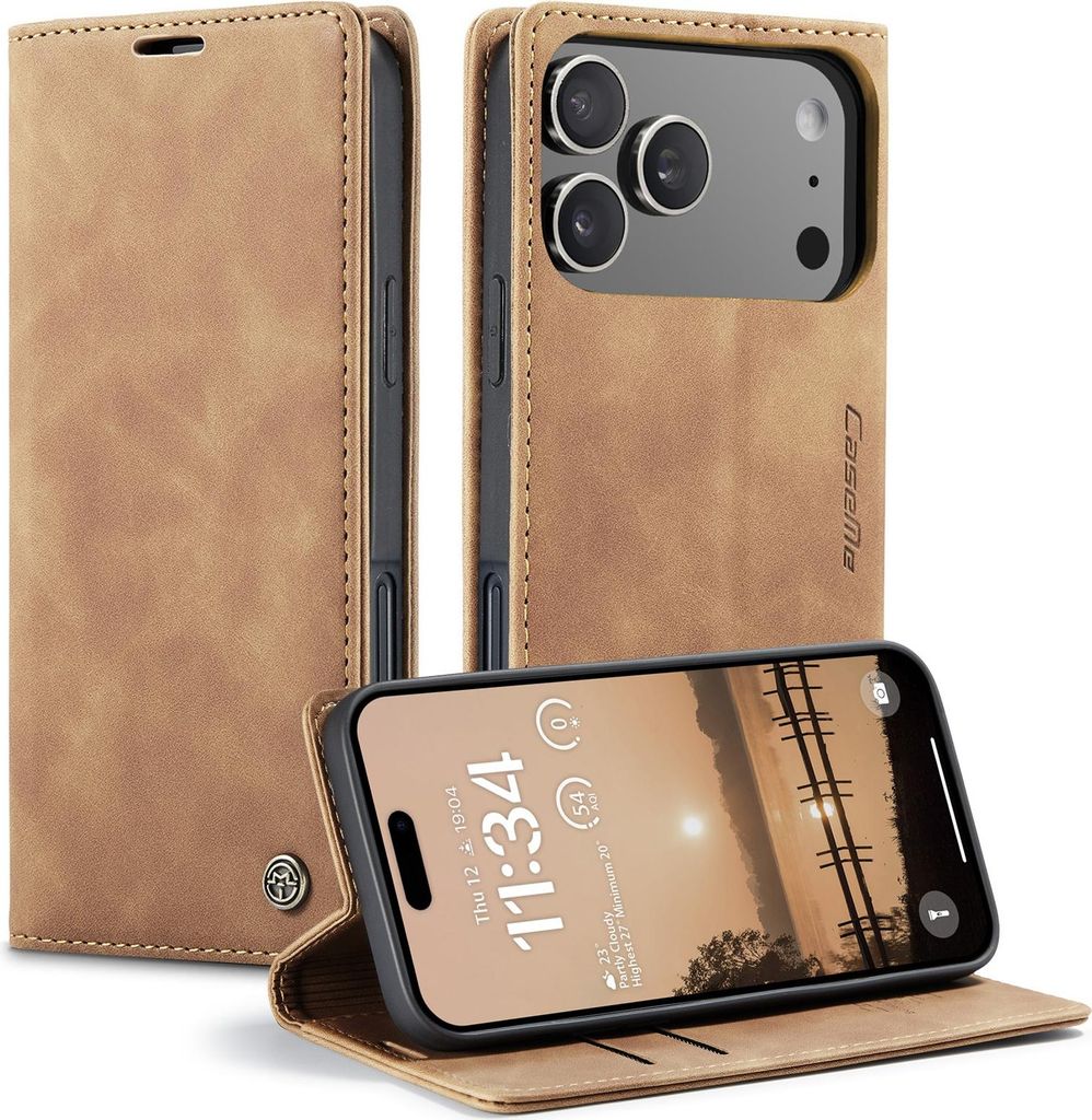 iPhone 17 Pro Hülle - CaseMe 013 Klapphülle - Braun
