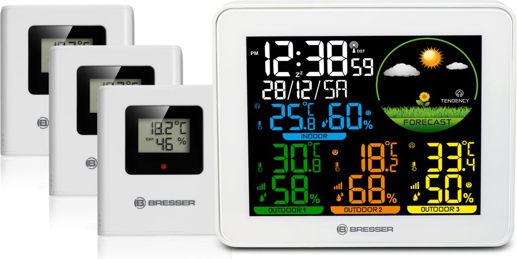 Bresser Farbwetterstation 3 Außensensoren Temperatur Produktbild 