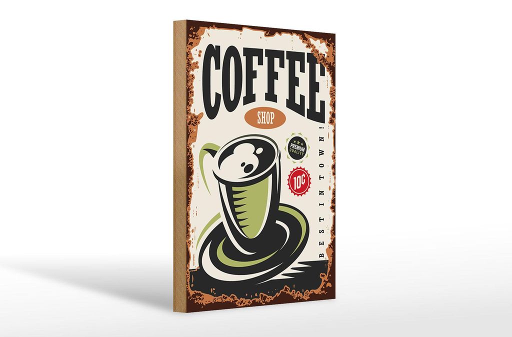 Holzschild Retro 20x30cm Kaffee Coffee Shop premium