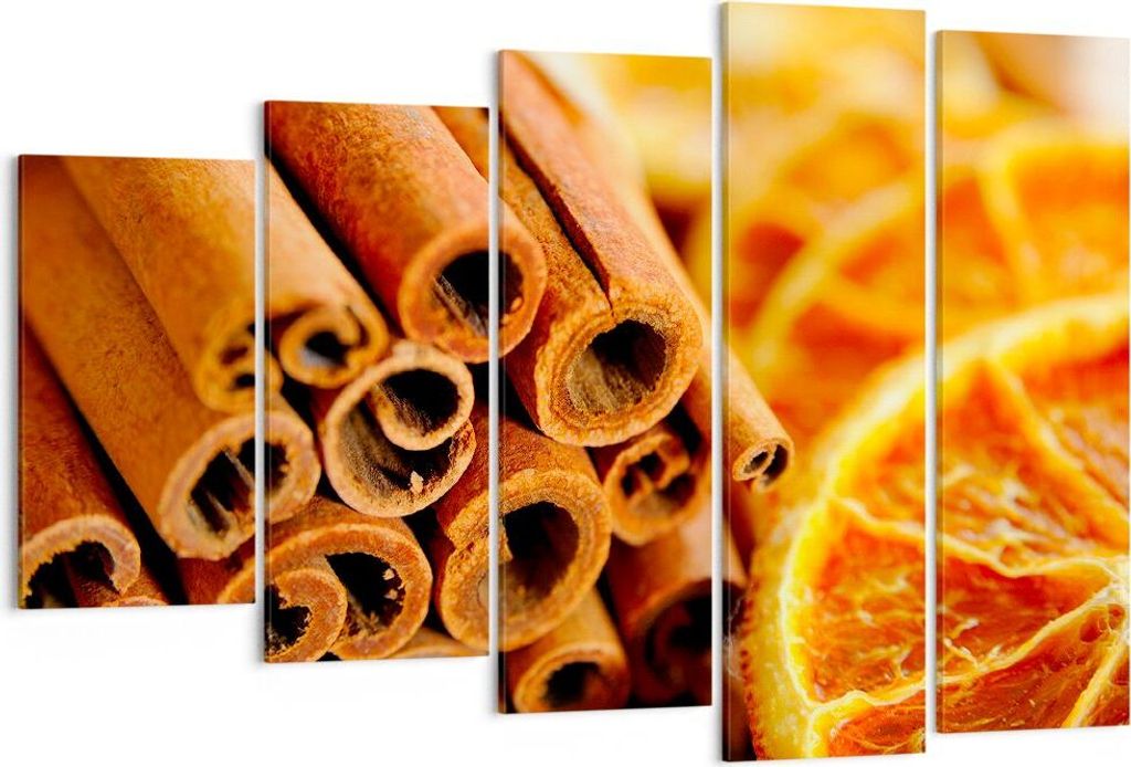 Bild auf Leinwand - Leinwandbild - Zimt Orange Haufen - 150x100cm - Wand Bild - Wanddeko - Leinwanddruck - Bilder - Kunstdruck - Wanddekoration - L...