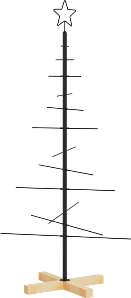 vidaXL Weihnachtsbaum Metall mit Holzständer Schwarz 120 cm