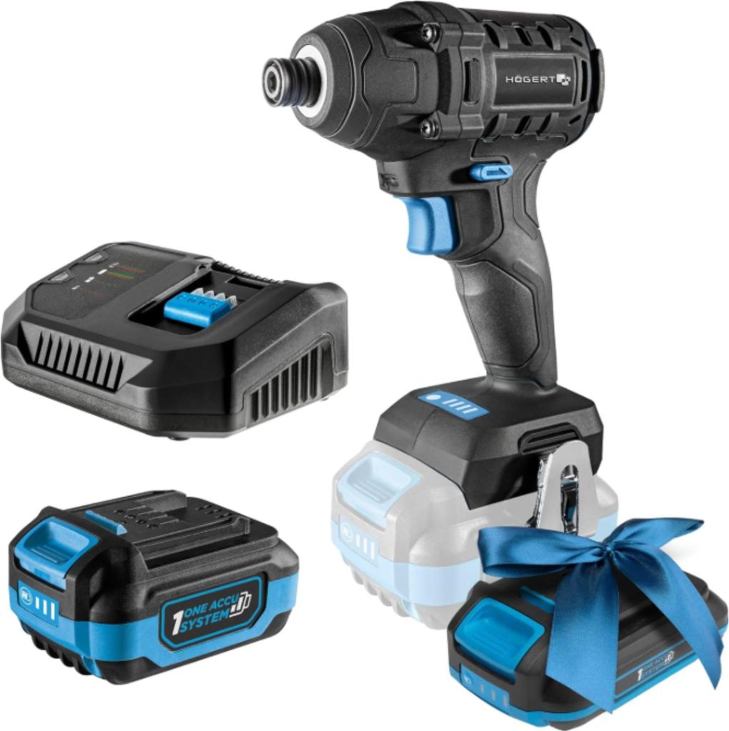 HÖGERT TECHNIK Akku-Schlagschrauber-Set 18V, 200 Nm Drehmoment, 4,0 Ah Akku, 4A Ladegerät, Koffer, Bürstenloser Motor, LED-Beleuchtung, Überhit...