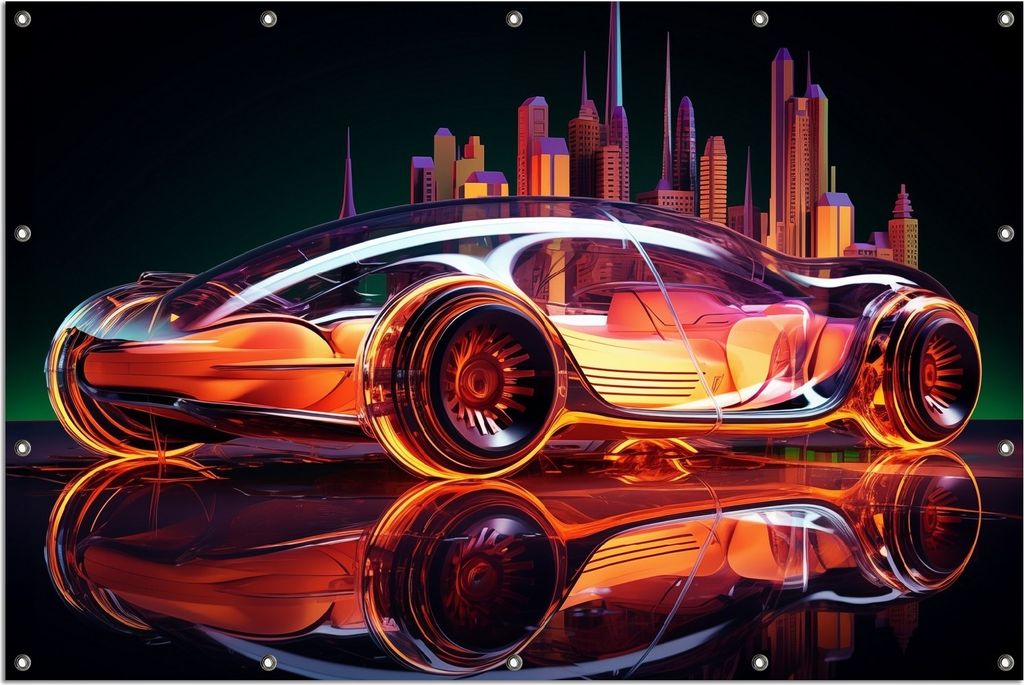 Wallario Outdoor-Poster für Garten oder Balkon, Motiv Neon-Speedster, in ca. 120 x 180 cm