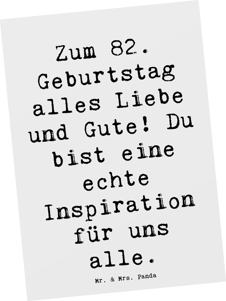 Mr. & Mrs. Panda Postkarte Spruch 82. Geburtstag - Weiß - Geschenk, Ansichtskarten, unendliche Weisheit, Happy Birthday, Ansichtskarte, liebevoll,...