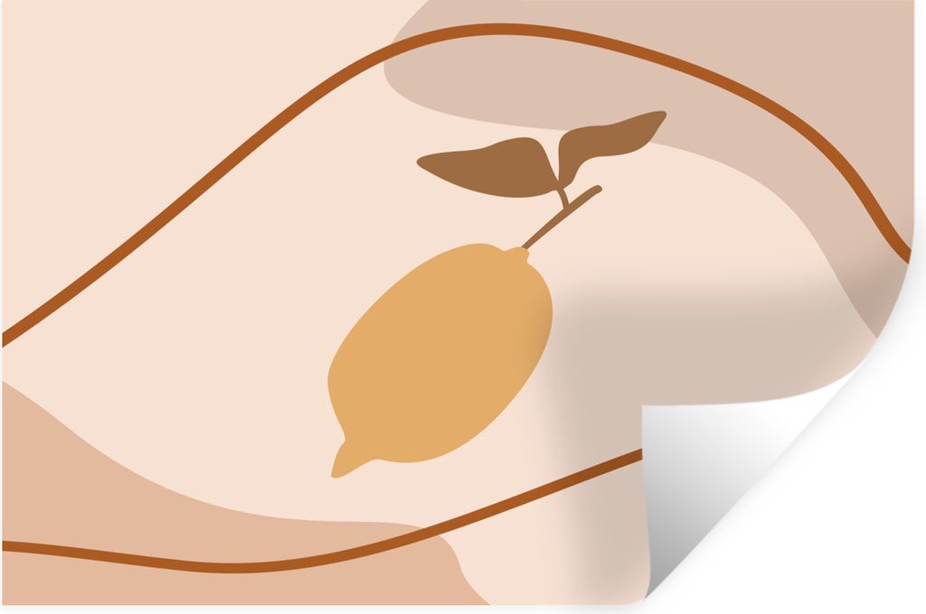 MuchoWow Wandtattoo Wandsticker Wandaufkleber Sommer - Zitrone - Obst 90x60 cm Selbstklebend und Repositionierbar - Aufkleber