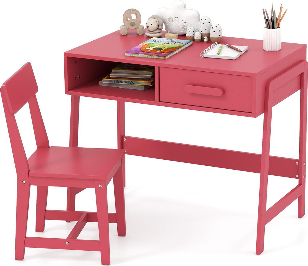 COSTWAY Schreibtisch Kinder mit Stuhl, Kinderschreibtisch Produktbild 