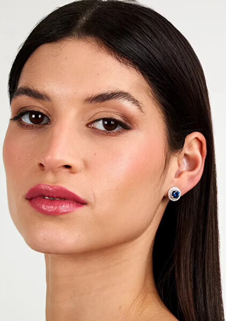 Boucles d'oreilles argent anti-allergie et zircone bleue durable