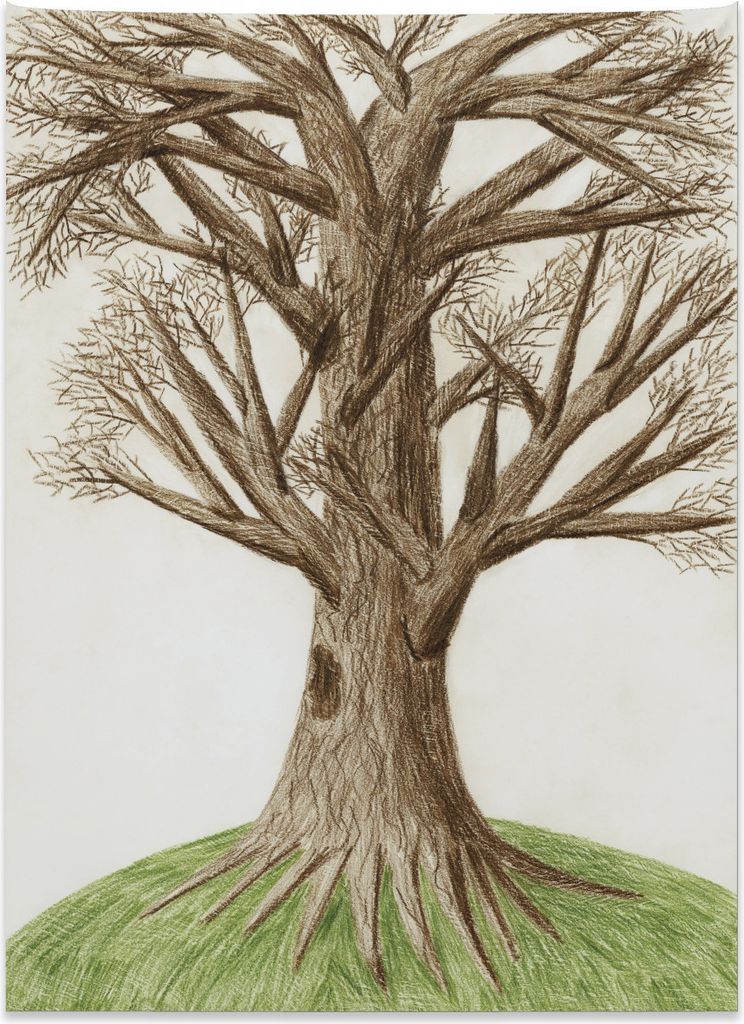 Abakuhaus Baum Wandteppich, Künstlerische Skizze Natur aus Weiches Mikrofaser Stoff Kein Verblassen Klare Farben Waschbar, 110 x 150 cm, Grün braun