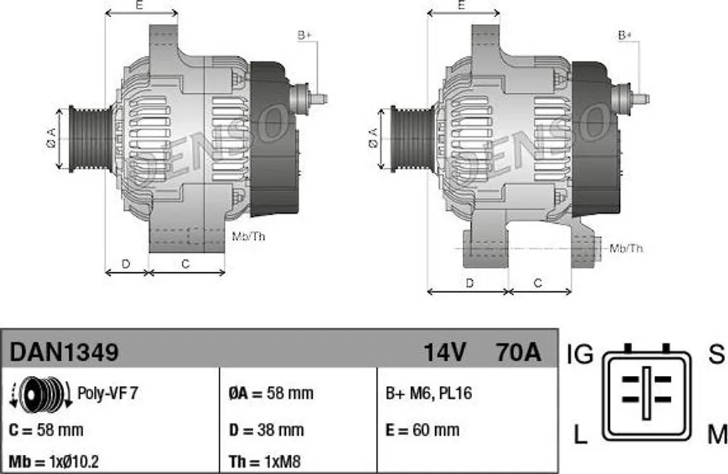 Problème de charge Hilux ? Alternateur DENSO DAN1349 OE 2706030020