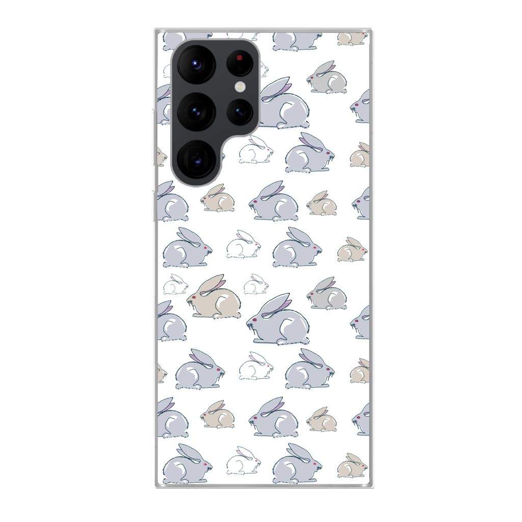 MuchoWow Handyhülle Schutzhülle Hülle für Samsung Galaxy S22 Ultra Muster - Kaninchen - Ohr - Jungen - Mädchen - Kinder - Kind Silikon Softc...