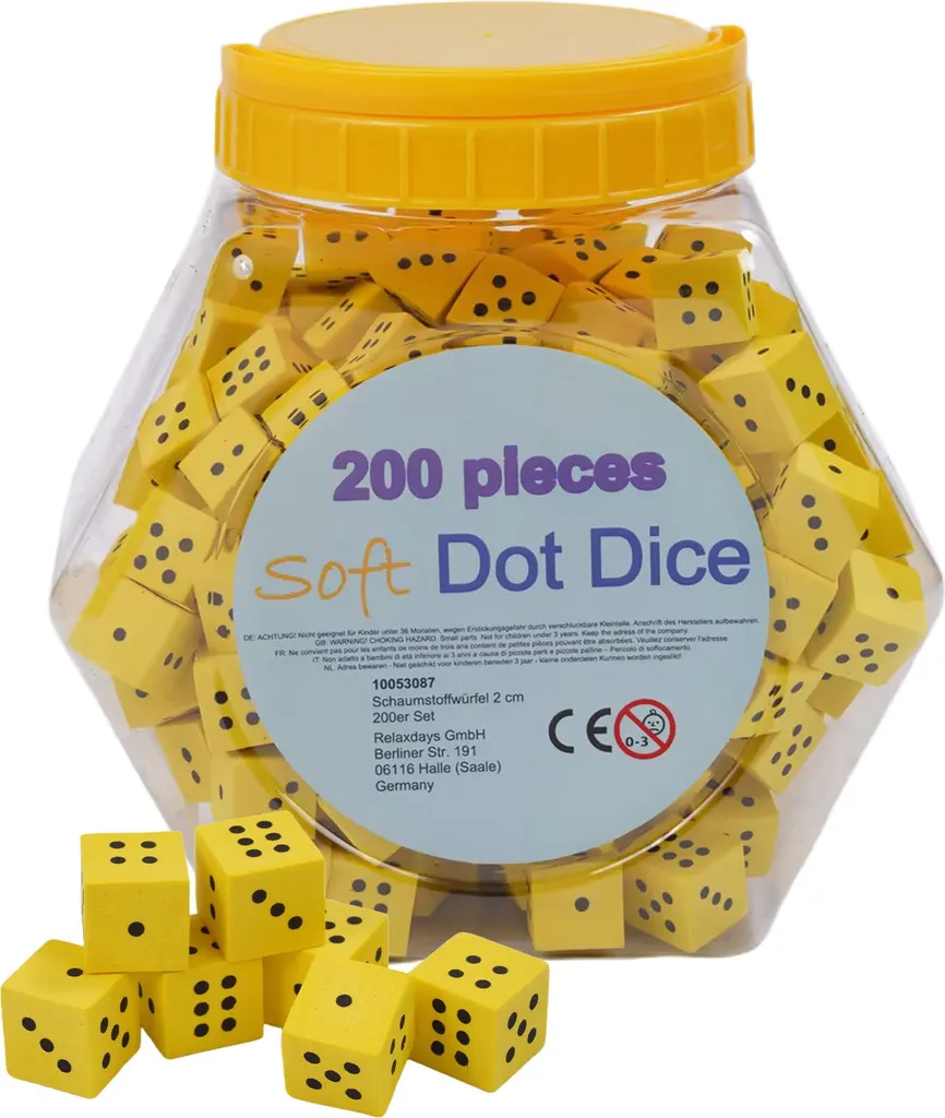Dés de Manipulation en Mousse pour École, Set de 200 Pièces Relaxdays