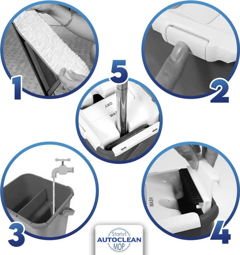Kit lavage de sol pour parquet et carrelage avec seau autonettoyant - 20