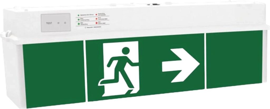 Fischer Fittings AUTOTEST Notleuchte, kubisch, Wand/Decke, Piktogramme, 3h/8h, 16m, 1 Stk.