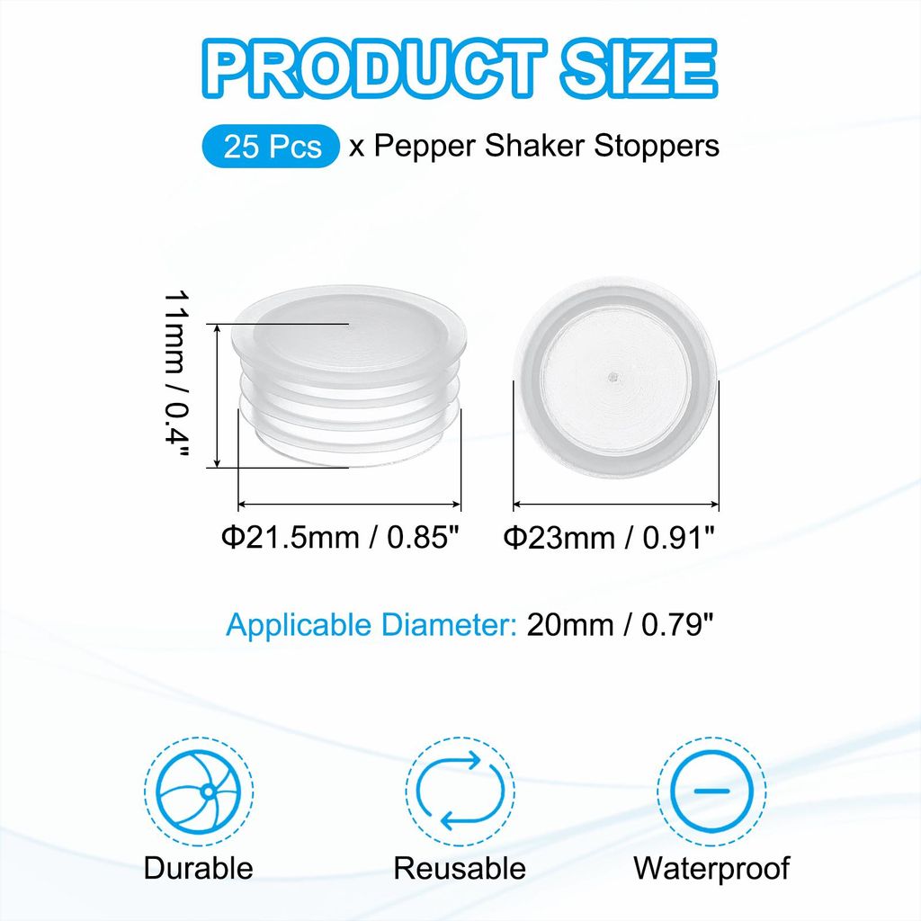 Salzst?psel und Pfefferstreuerstopfen 20mm/0,79" Verschluss Stopfen, 25 Stš¹ck Kunststoffstopfen Salzstreuer Stecker Ersatz Klarer Runder Endkapp...