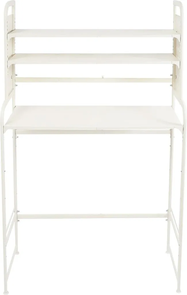 Étagère de buanderie réglable 54-81 cm en acier blanc robuste 2 niveaux