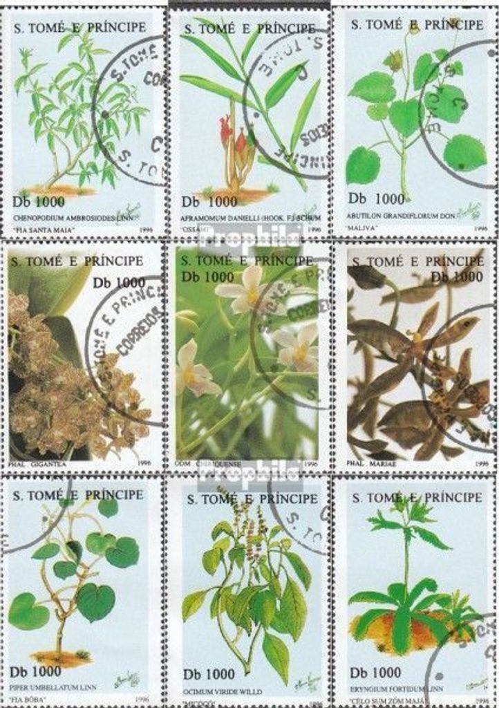 Briefmarken Sao Tome e Principe 1996 Mi 1694-1702 (kompl.Ausg.) gestempelt Heilpflanzen und Orchideen