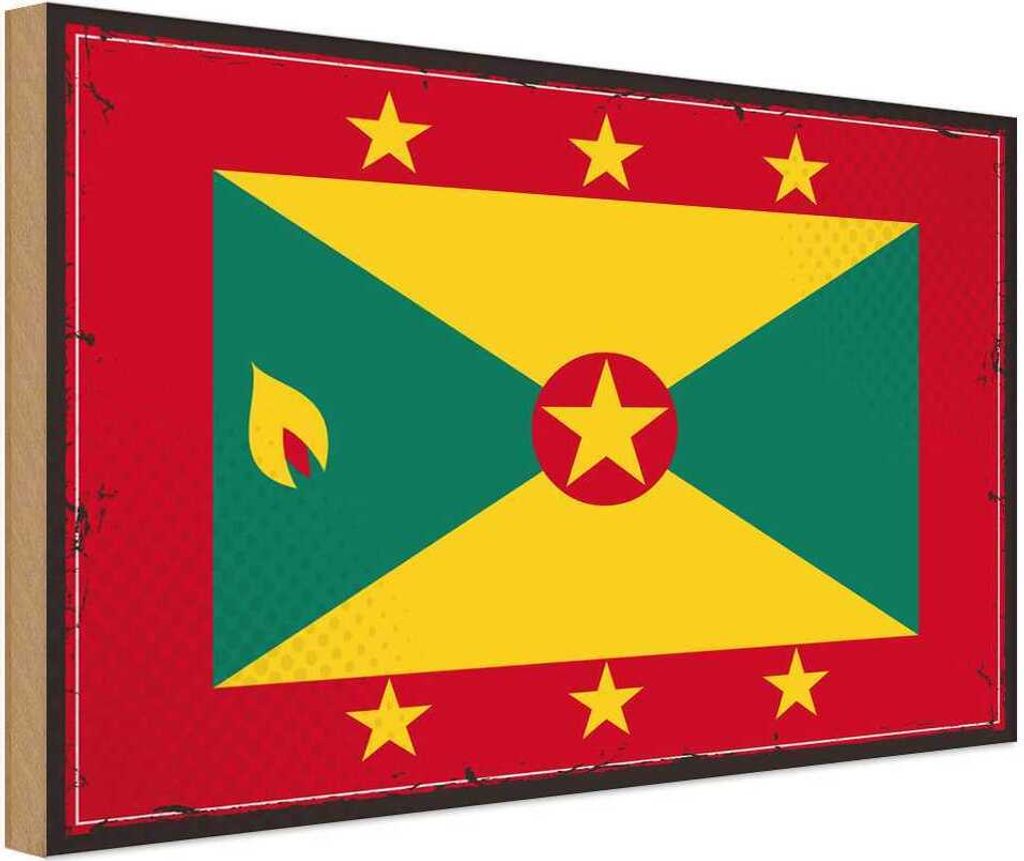 vianmo Holzschild 30x40 cm Grenadas Retro Grenada Flagge Fahne Wappen