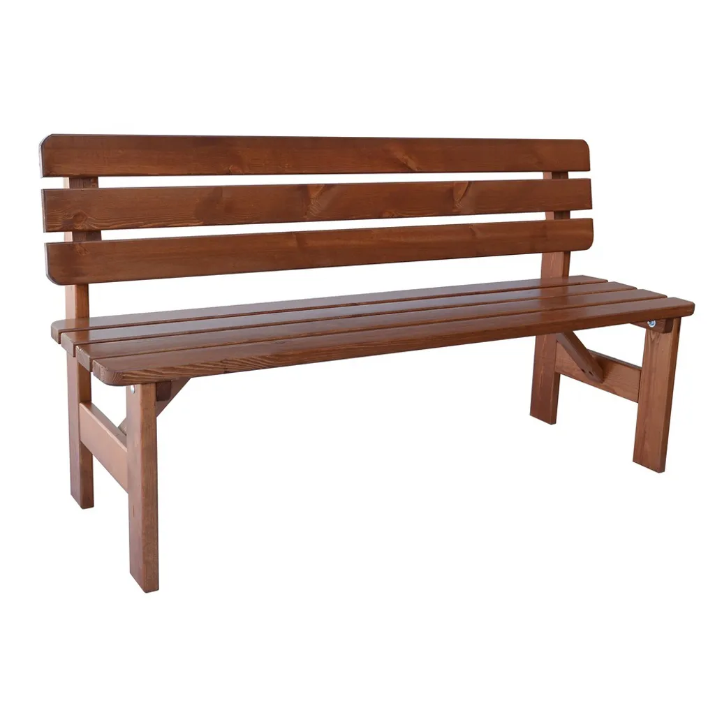 Banc de jardin bois robuste 150 cm laqué - Ne craint ni pluie ni soleil