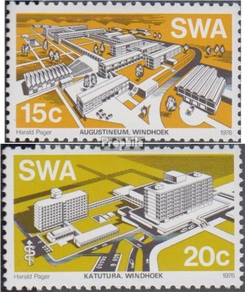 Briefmarken Namibia - Südwestafrika 1976 Mi 423-424 (kompl.Ausg.) FDC Moderne Gebäude