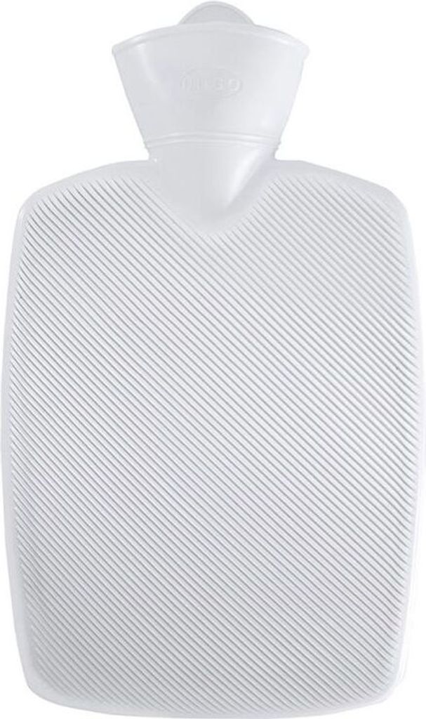 Klassik Wärmflasche 1,8L von Hugo Frosch, Bettflasche, Wärmekissen, Halblamelle, weiß