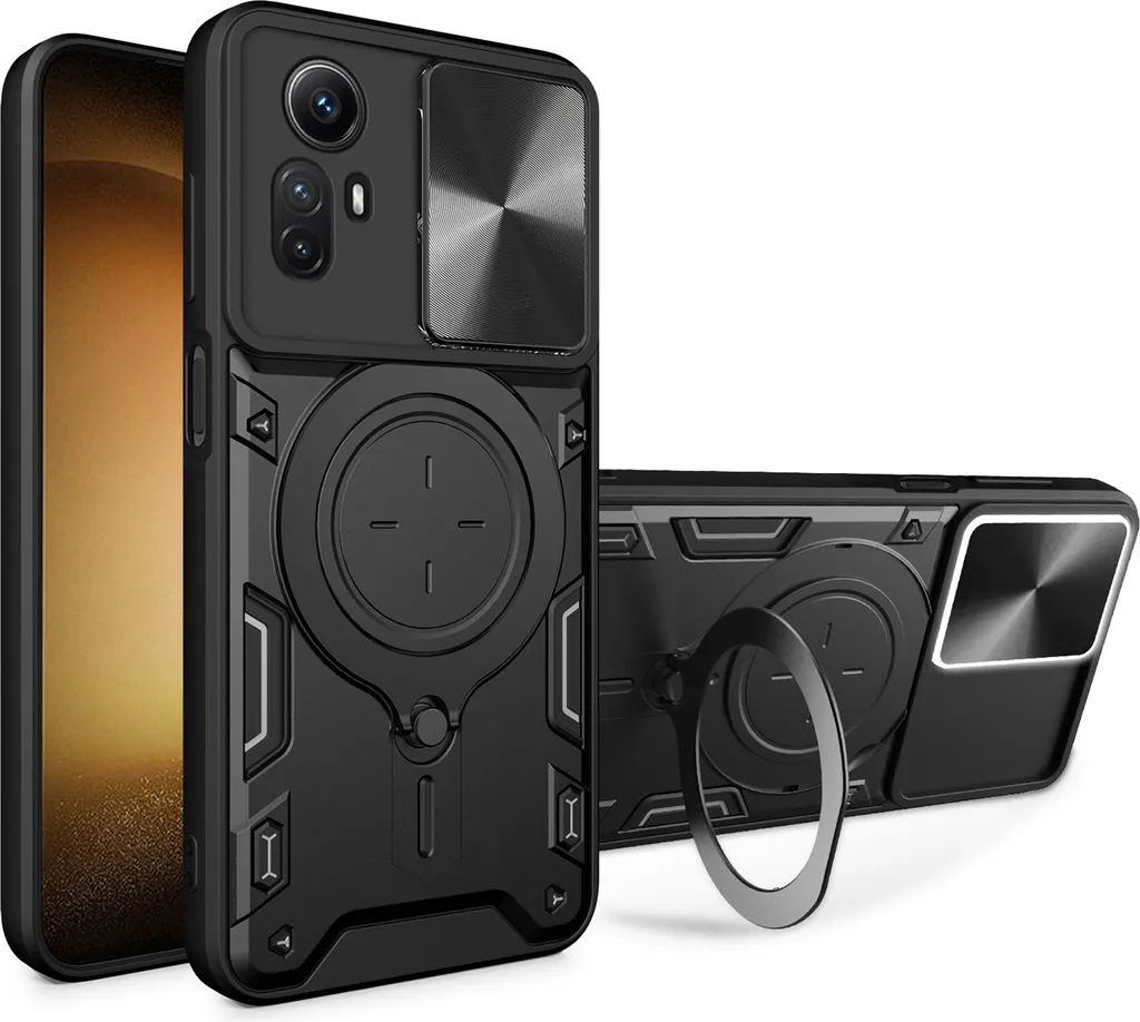 Custodia per Xiaomi Redmi Note 12S Doppia Protezione con Anello Nero