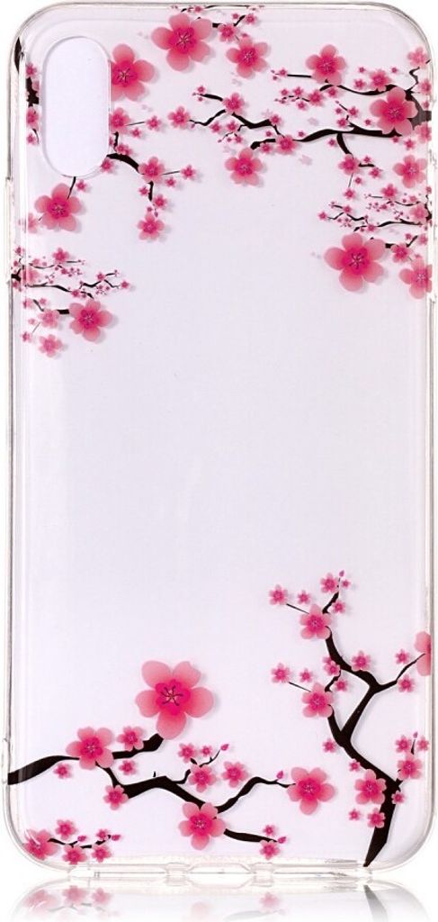 Peachy Transparent Kompatibel mit iPhone X XS TPU Blossom Hülle - Rosa Blumen