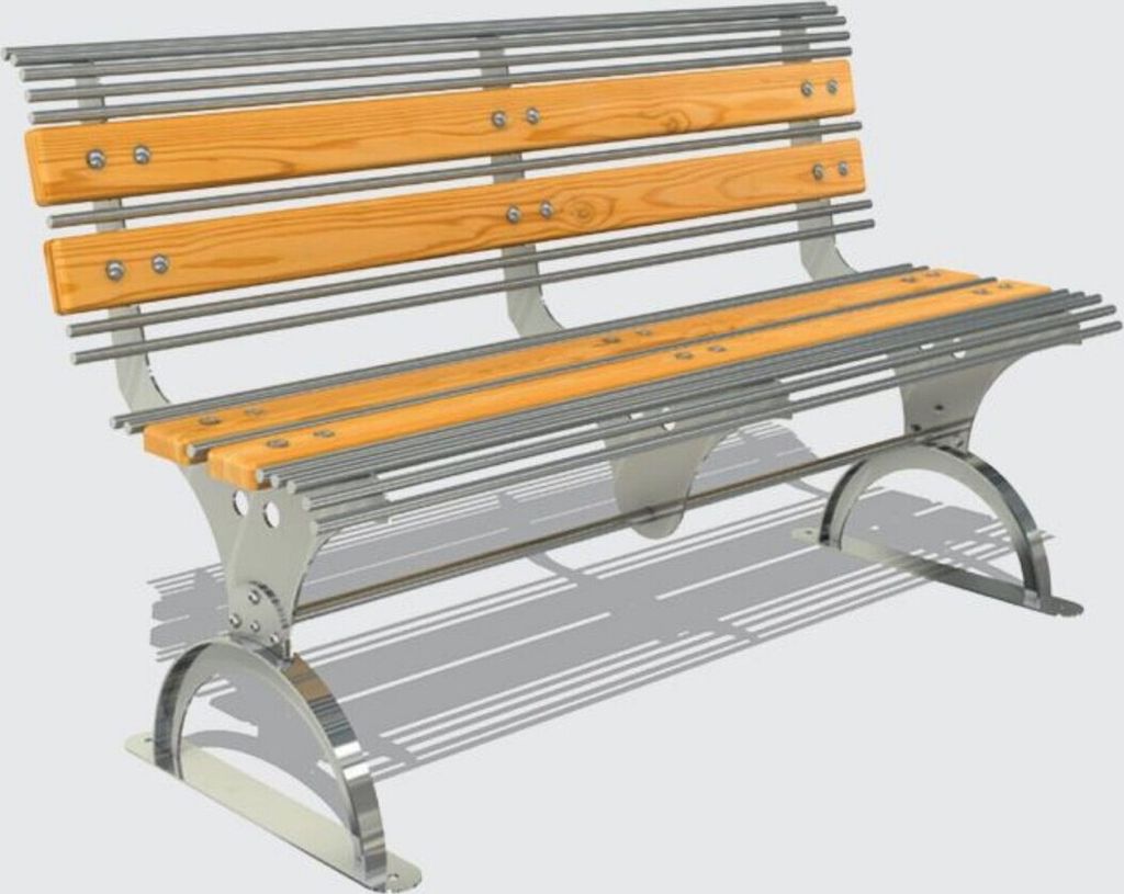 Casa Padrino Parkbank - Edelstahl Stadtbank Silber / Naturfarben 149 cm - Outdoor & Park Möbel