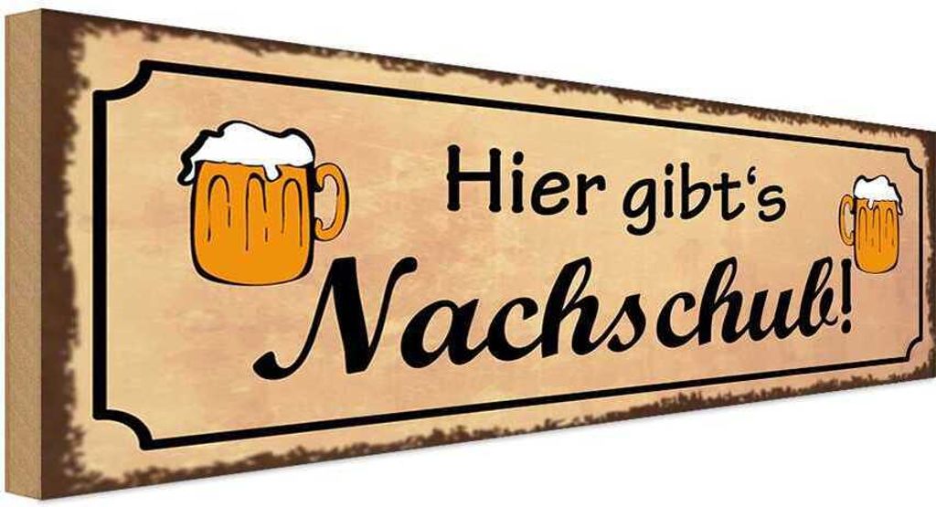 vianmo Holzschild 10x27 cm Alkohol Bier gibt es Nachschub