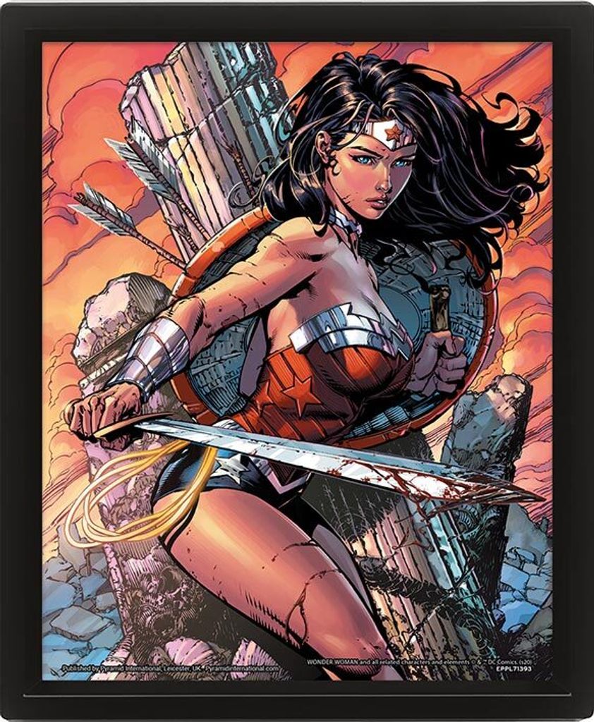 Pyramid Wonder Woman 3D-Linsenrahmen - Battle - echter Bewegungs- und Tiefeneffekt - Premium-Dekoration - offizielles DC Comics Lizenzprodukt - 25,...