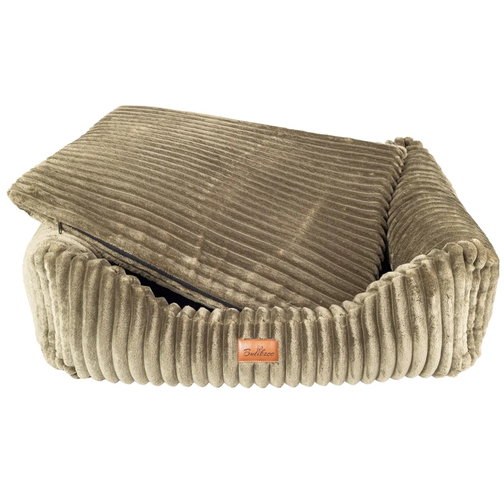 Cuccia Cani Boutique ZOO S 75x65 Verde Oliva | Look Scamosciato Lavabile - 5