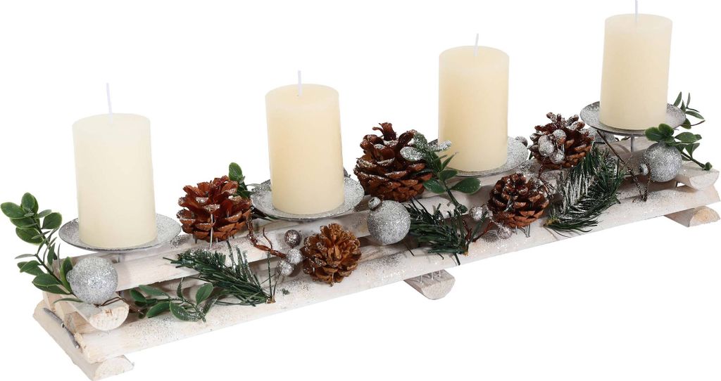 Adventný aranžmán HWC-M12 so svietnikmi, adventný veniec Obrázok produktu 