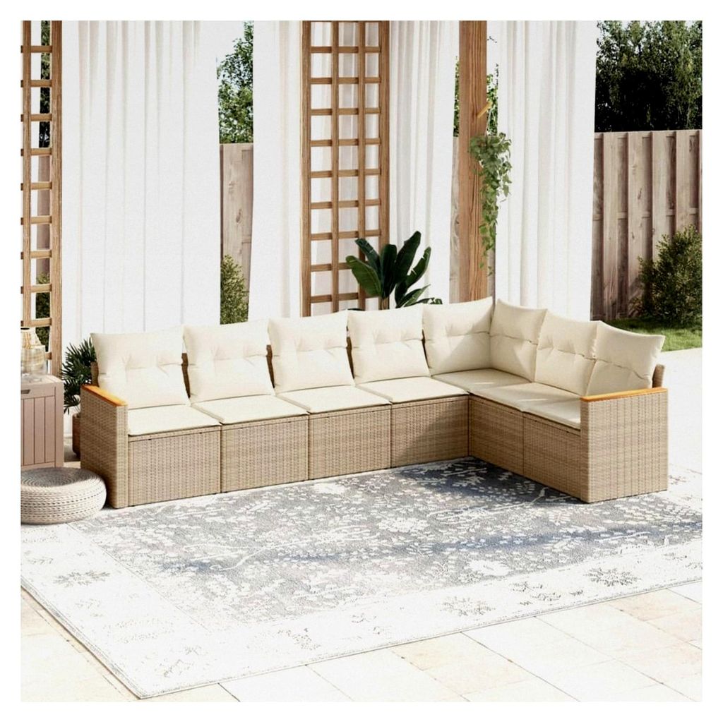 Ecklounge für den Balkon mit Stauraum, Gartenlounge für kleine Balkone, Rattan Sofa für den Außenbereich