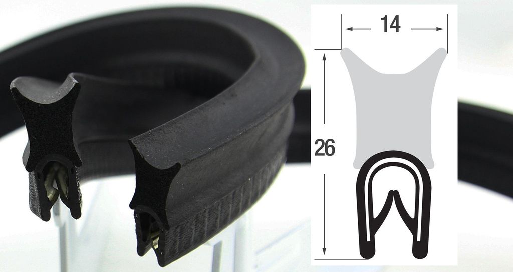 DO16 - PVC/ EPDM Kantenschutz Dichtungs Profil Gummi Dichtung oben - Klemmbereich 1 - 4 mm