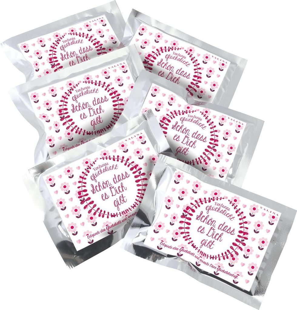 ORIGINAL Fortunas Glückslicht im Geschenkbeutel | Pattern Blume | "Schön, dass es Dich gibt" | Kerze mit liebevoller Überraschungsbotschaft | 6e...