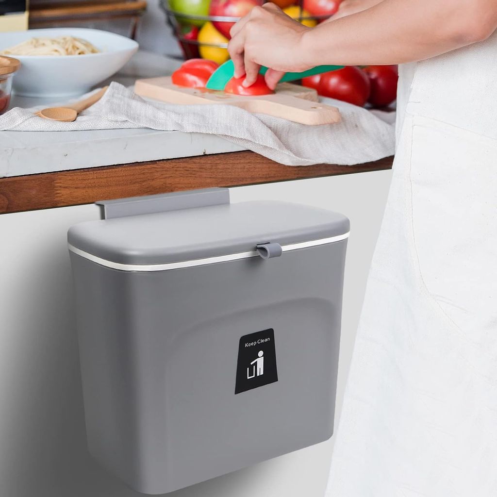 Kuchyňský odpadkový koš, nástěnný odpadkový koš s víkem Obrázek produktu 8