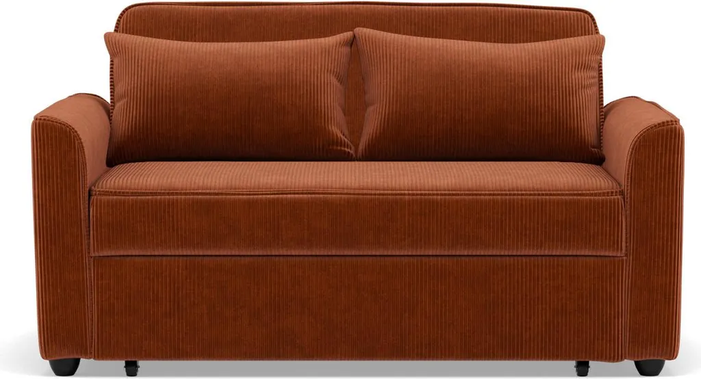 Canapé droit 2 places Ernest convertible velours côtelé Terracotta