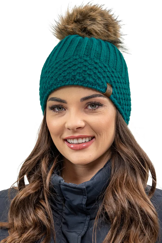 Vivisence Cappello Donna con Pompon Turchese Scuro - Calore Invernale