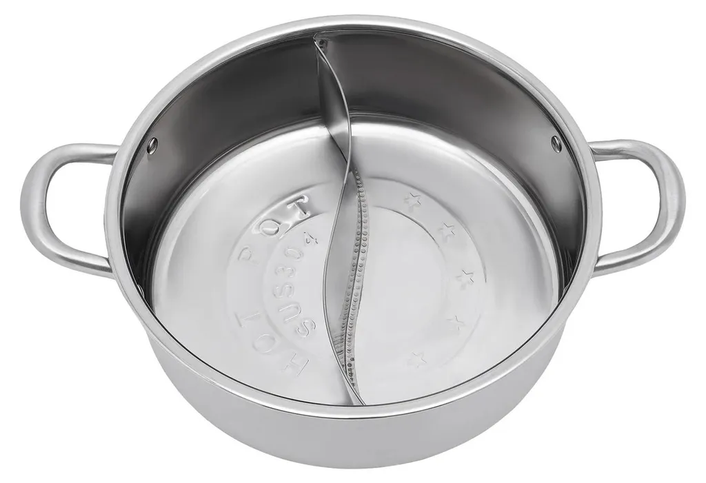 Marmite hot pot pour repas convivial avec séparateur et couvercle verre