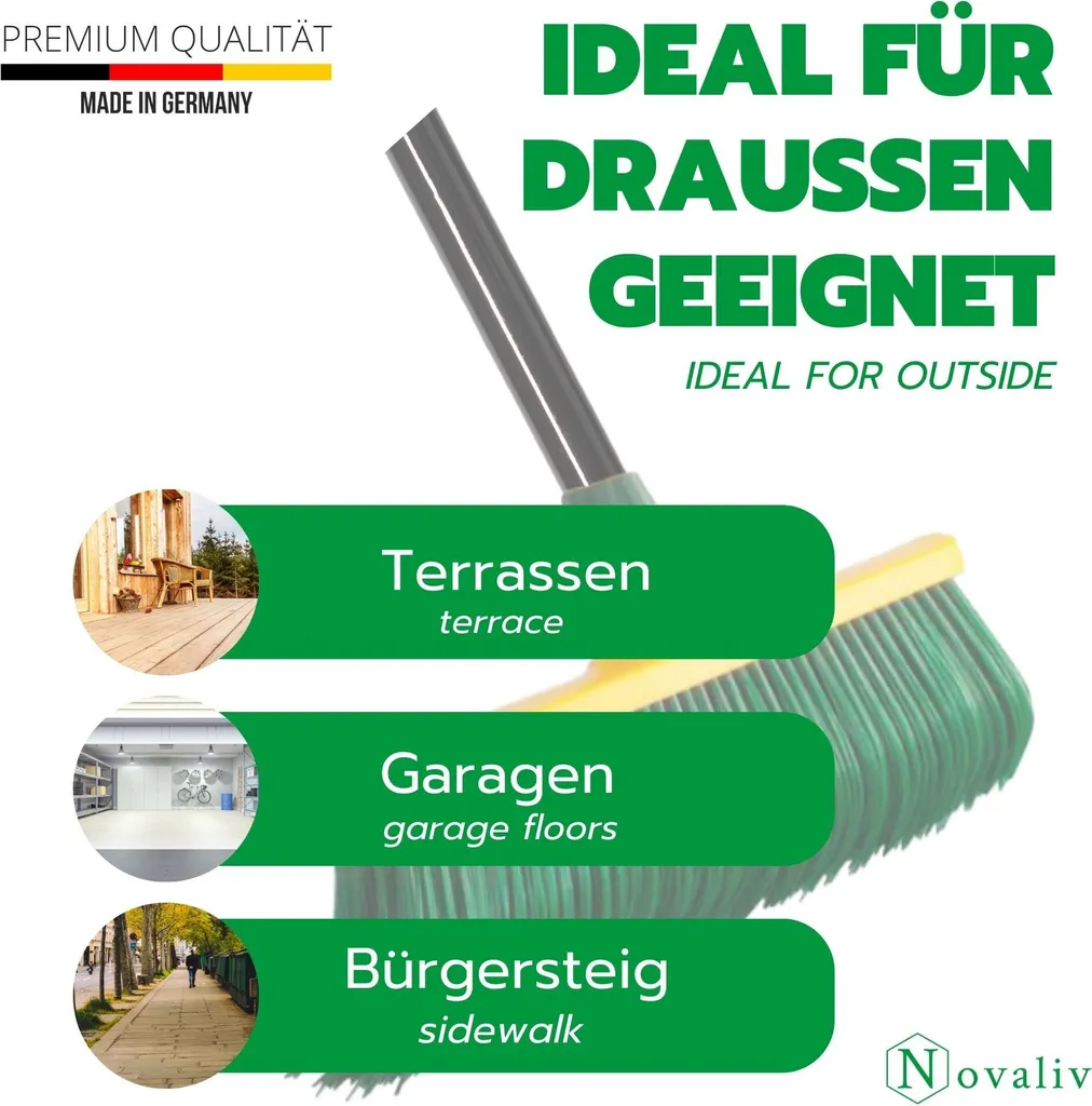 Novaliv 2x scopa ad artiglio premium con manico 40 cm, scopa speciale a setole curve con testa in plastica - ideale come scopa da giardino, scopa per raschiare, scopa per erba sintetica, ideale per il campeggio, scopa stradale - 3
