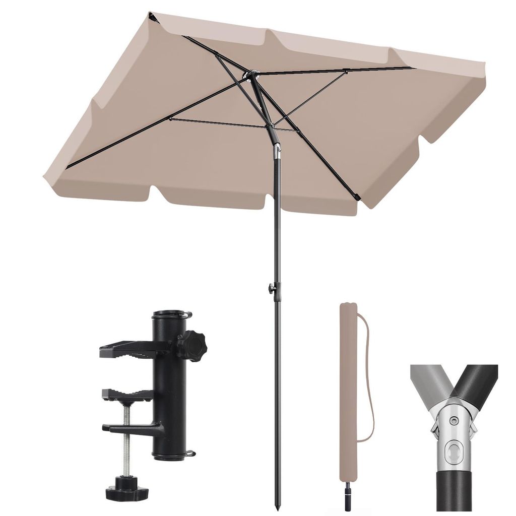 Sekey Sonnenschirm 200 x 125 cm Rechteckig Balkonschirm mit Produktbild 