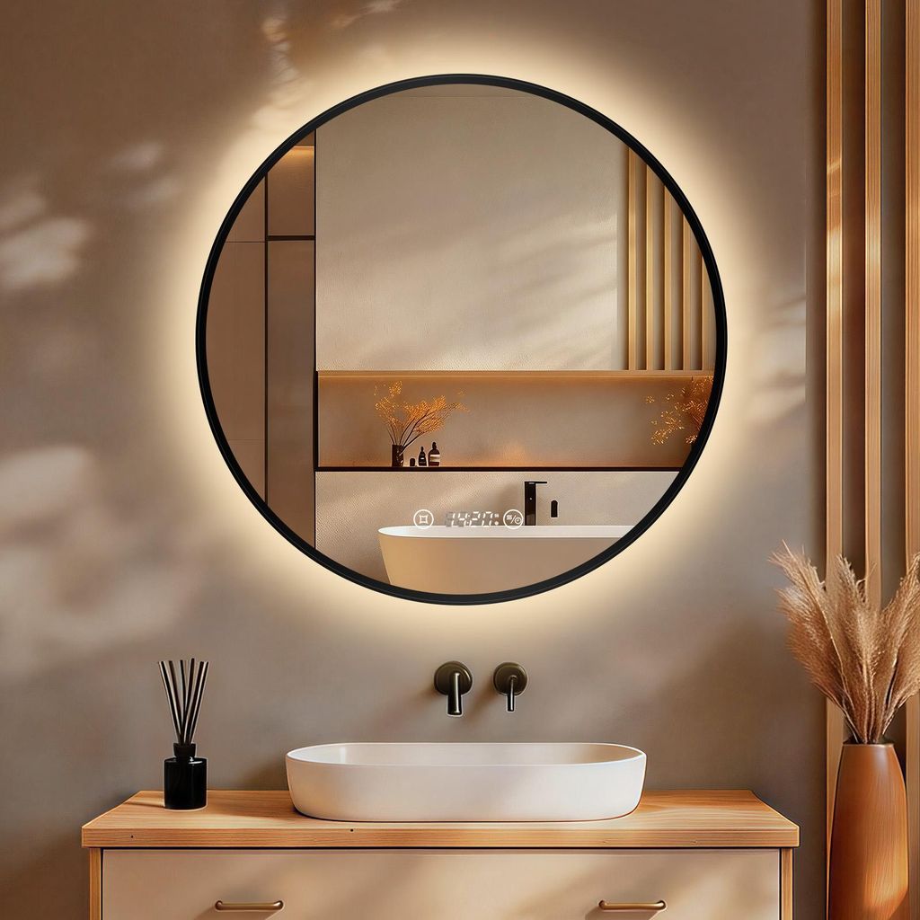S'AFIELINA miroir salle de bain LED 60 cm rond, tactile, Image du produit 