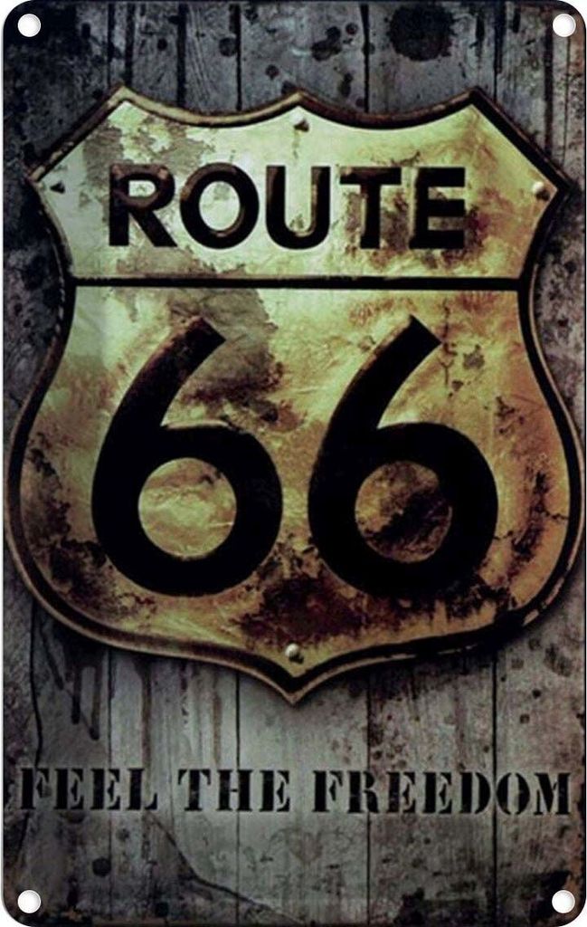 vianmo Blechschild 18x12 cm Retro route 66 feel the freedom