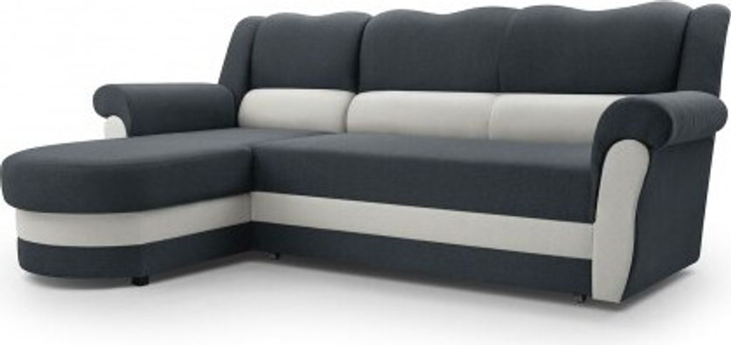 Elegantes Ecksofa mit gewelltem Kopfteil, Ottomane links oder rechts L-förmiges Ecksofa, moderner Stil, elegante Farbkombination, klassisches Desi...