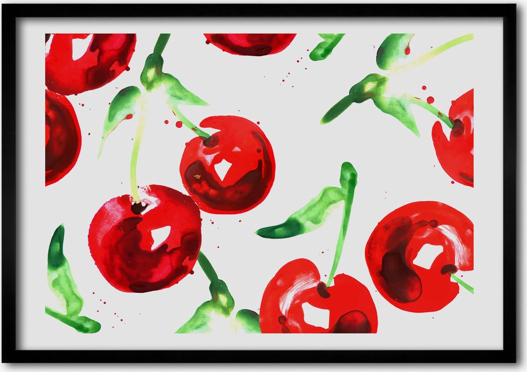 Bild - Bilderrahmen - 100 cm x 70 cm - MDF - Rahmen - Foto - Wandkunst Kirschen