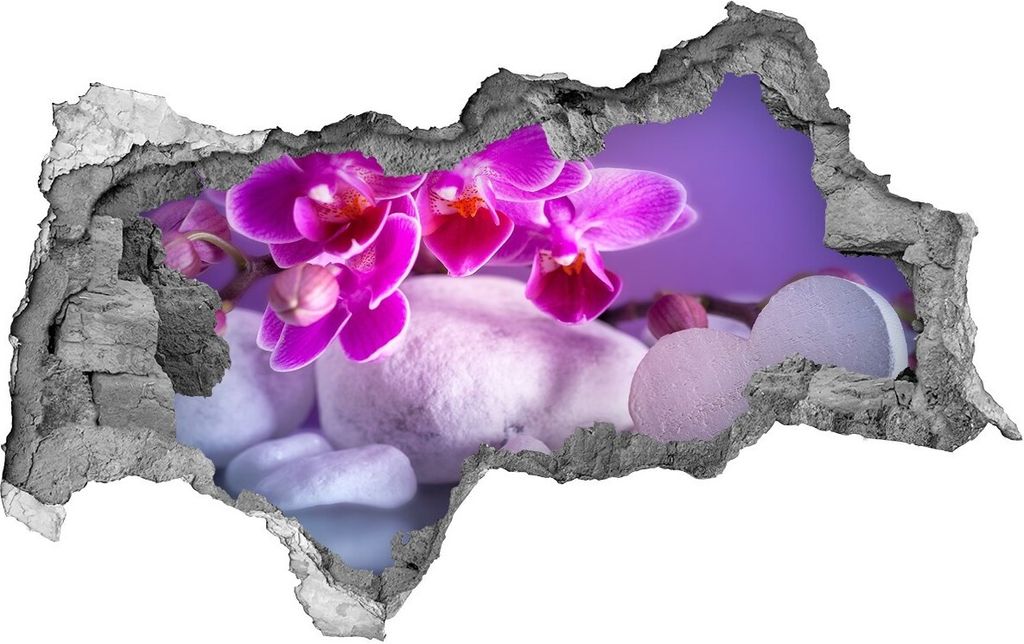 Selbstklebender Loch-3D-Aufkleber 95x73 cm Orchid und Herz