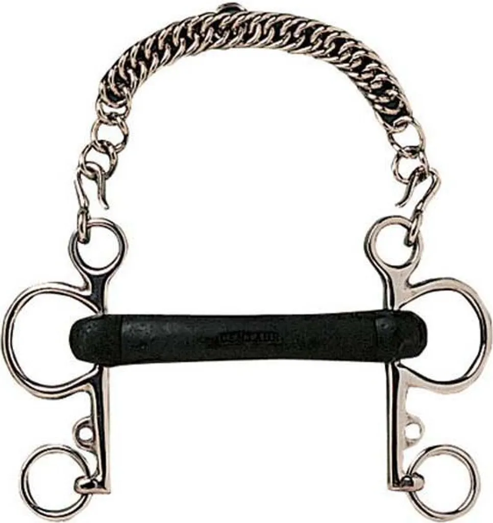 Hispano Hipica Pelham Mors Mullen en Caoutchouc Dur Argenté 12.5 cm