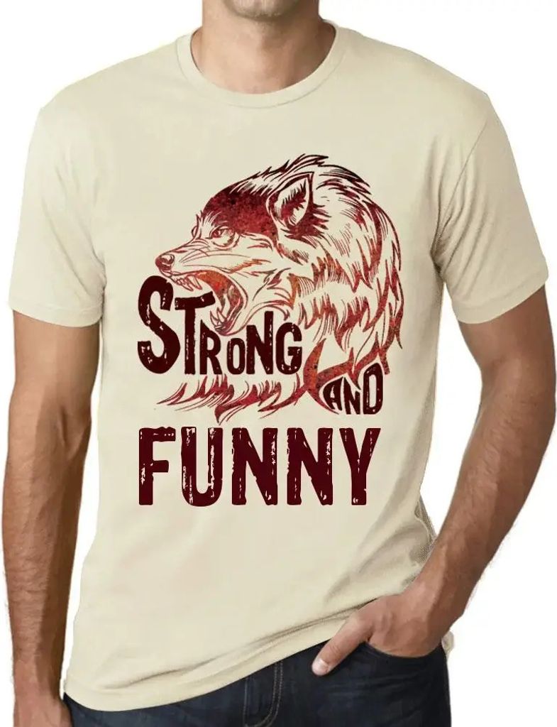Herren Grafik T-Shirt Starker Wolf und lustig – Strong Wolf And Funny – Öko-Verantwortlich Vintage Jahrgang Kurzarm Lustige Druck Geburtstag G...