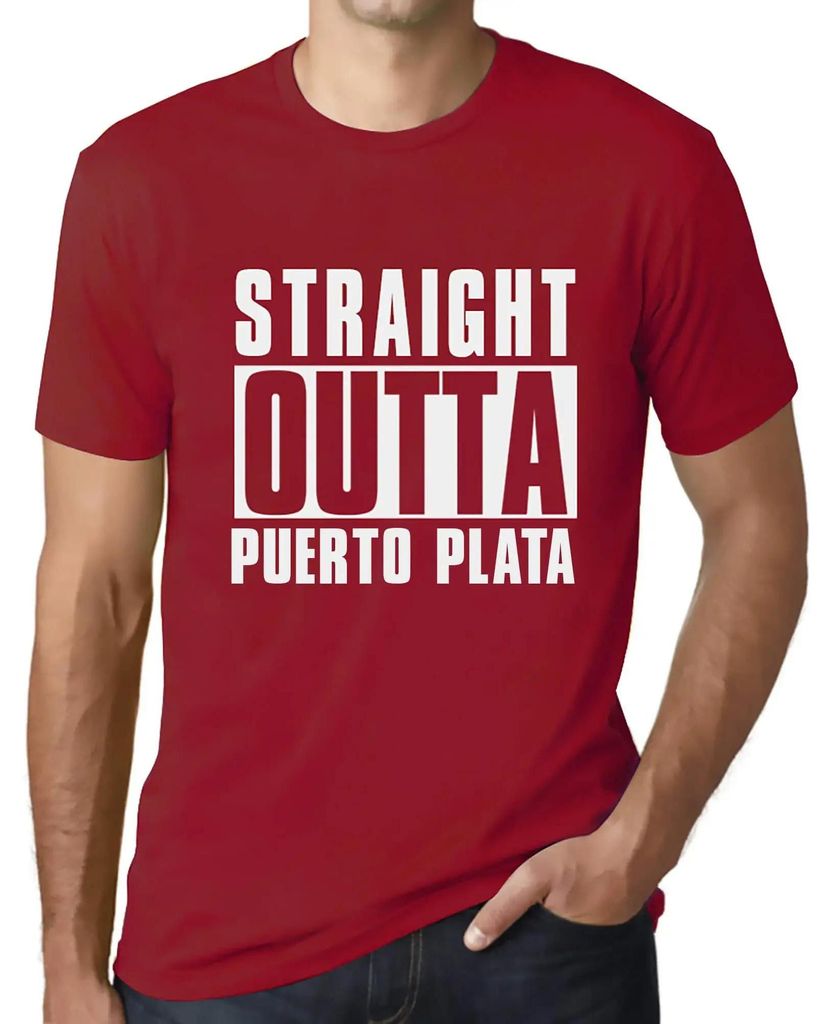 Herren Grafik T-Shirt Straight Outta Puerto Plata Öko-Verantwortlich Vintage Jahrgang Kurzarm Lustige Druck Geburtstag Geschenk Mann